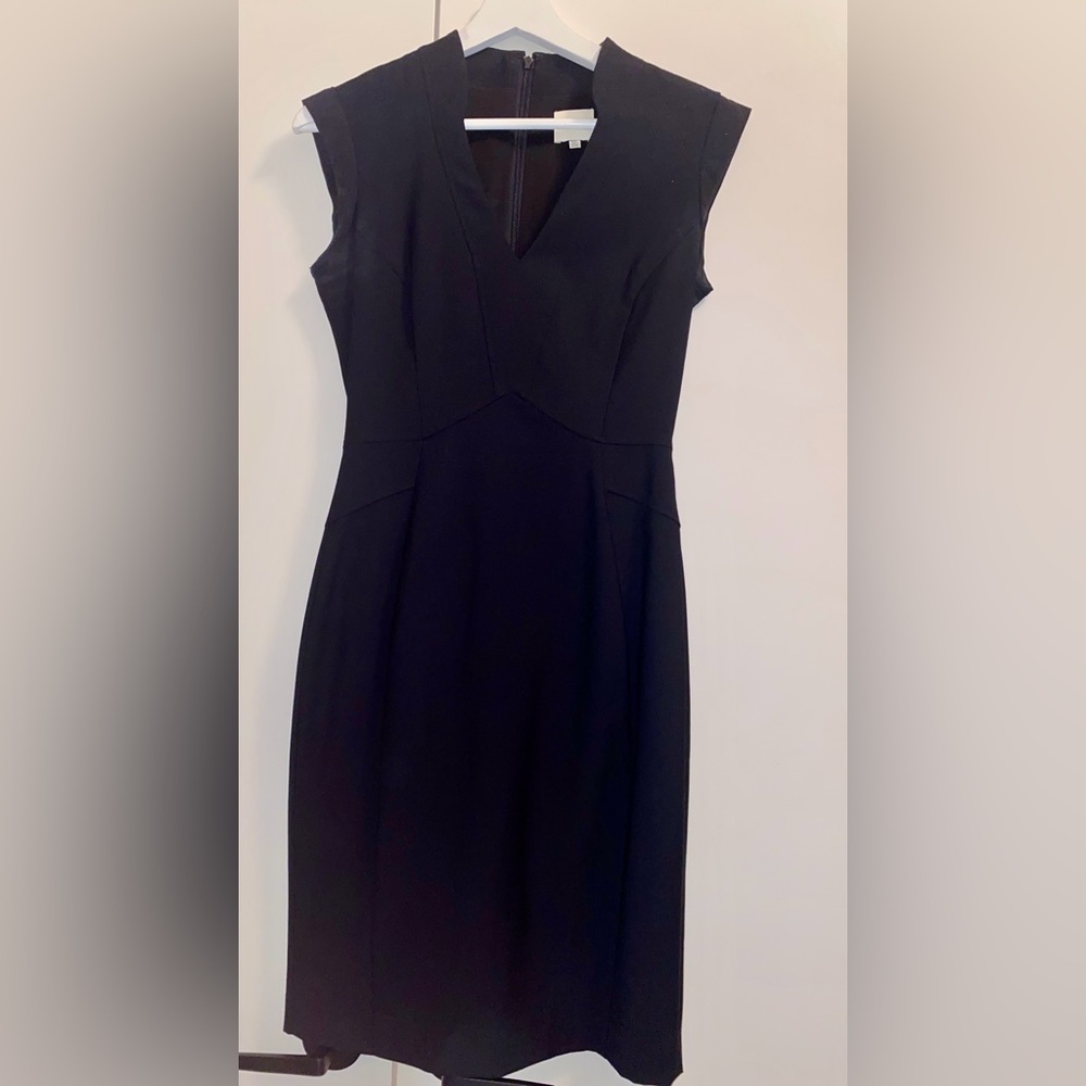 Reiss Black Sheath Midi Dress Crew Neck Sleeveless